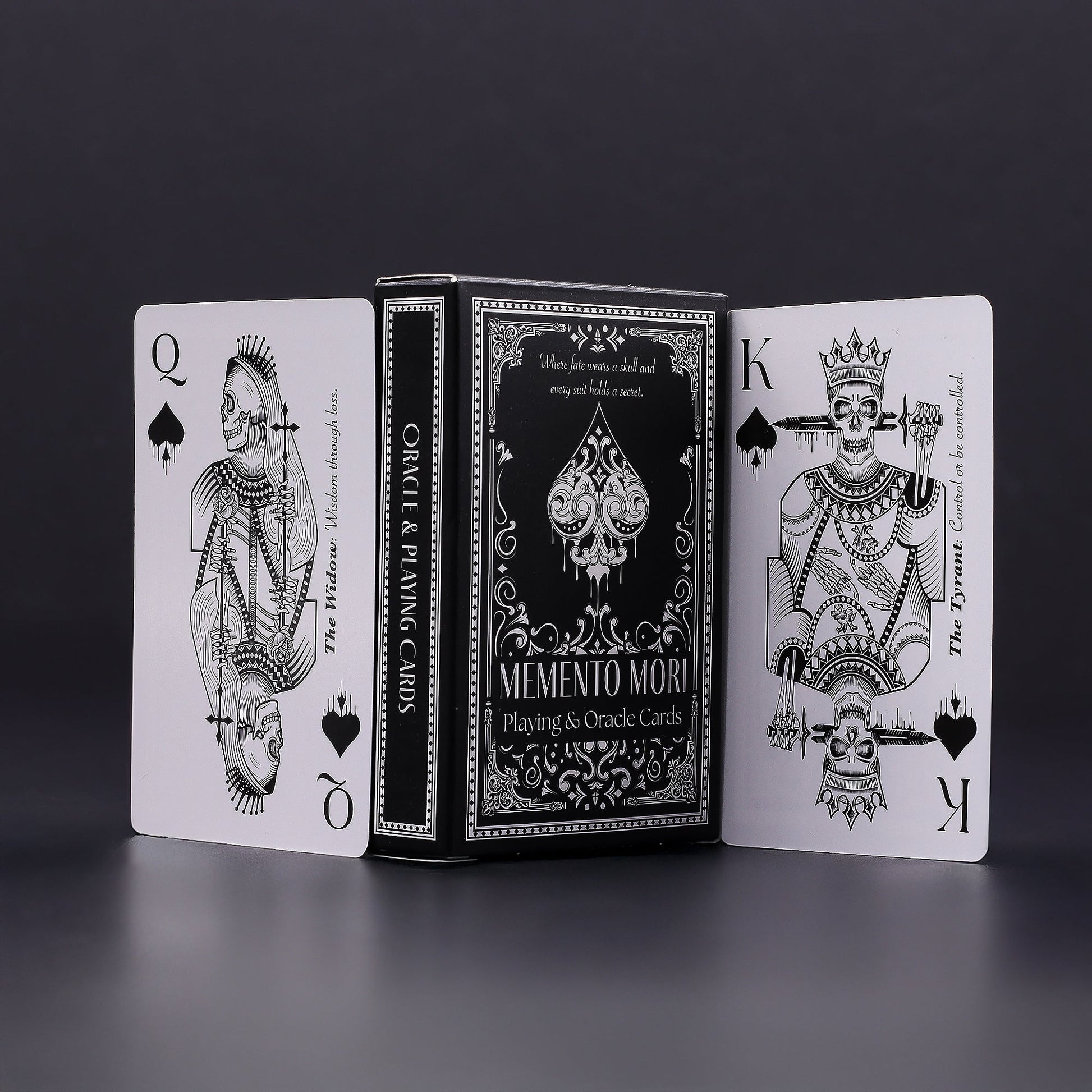 Playing and Oracle Cards - Gothic / Memento Mori product packaging on clean background from Quintessential Holistic Health Ltd