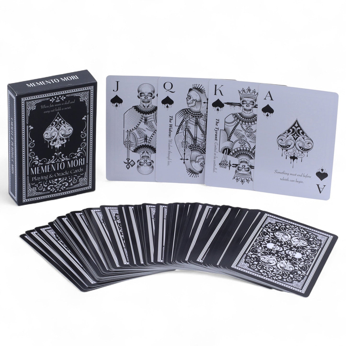 Playing and Oracle Cards - Gothic / Memento Mori product packaging on clean background from Quintessential Holistic Health Ltd