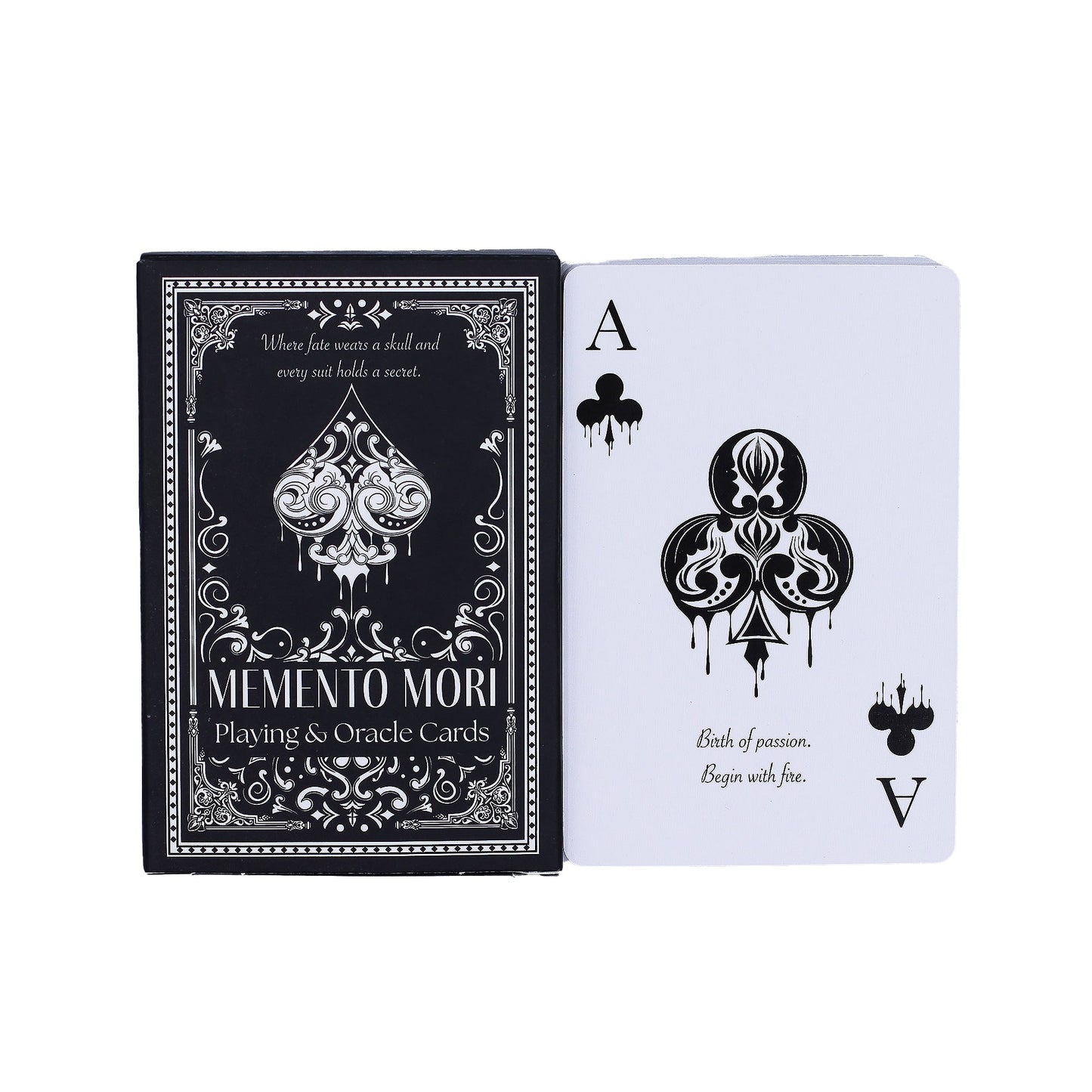 Playing and Oracle Cards - Gothic / Memento Mori product packaging on clean background from Quintessential Holistic Health Ltd