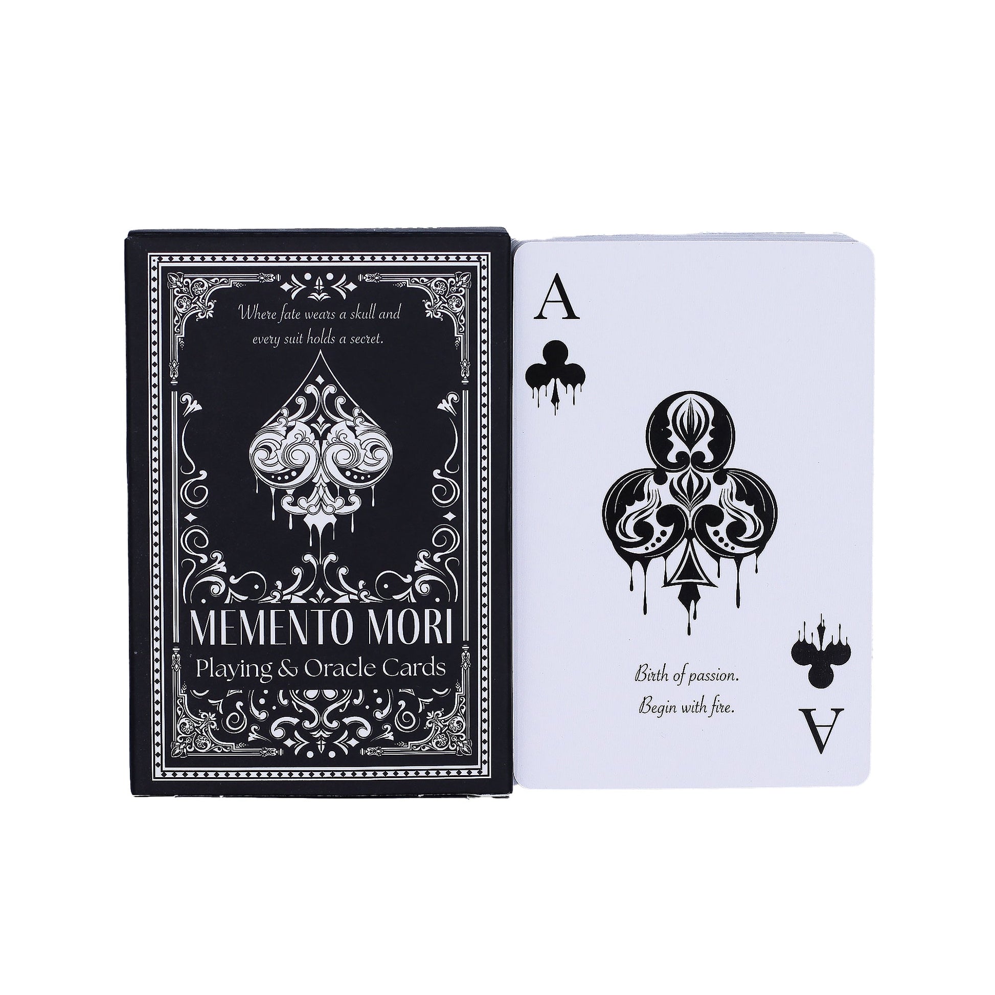 Playing and Oracle Cards - Gothic / Memento Mori product packaging on clean background from Quintessential Holistic Health Ltd