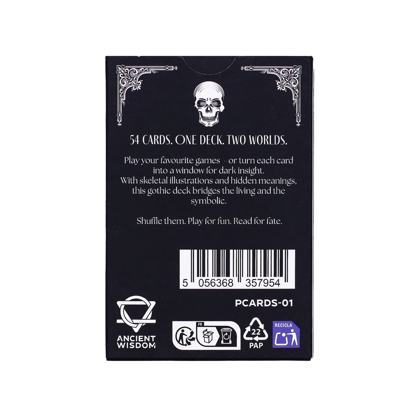 Playing and Oracle Cards - Gothic / Memento Mori product packaging on clean background from Quintessential Holistic Health Ltd