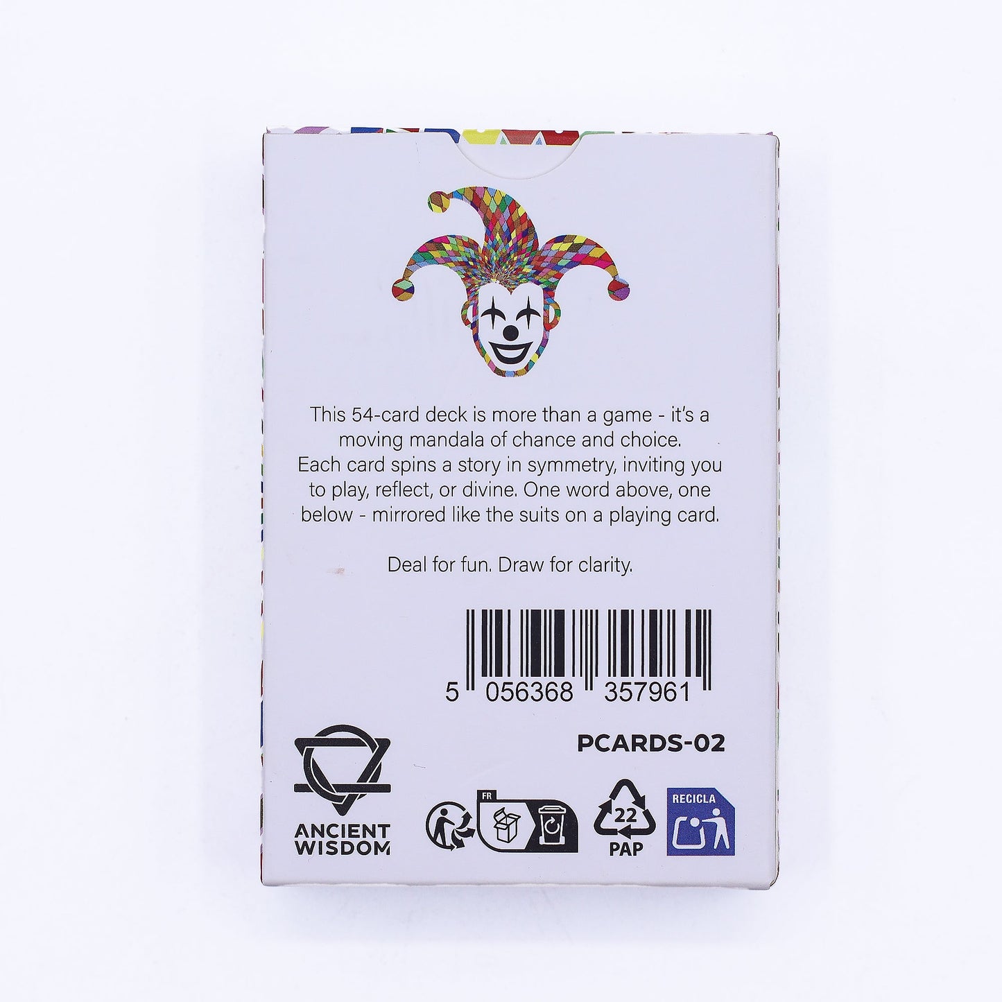 Playing and Oracle Cards – Mandala / Kaleidoscope Symmetry product packaging on clean background from Quintessential Holistic Health Ltd