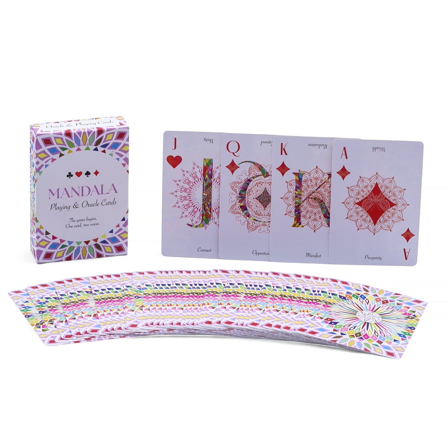 Playing and Oracle Cards – Mandala / Kaleidoscope Symmetry product packaging on clean background from Quintessential Holistic Health Ltd