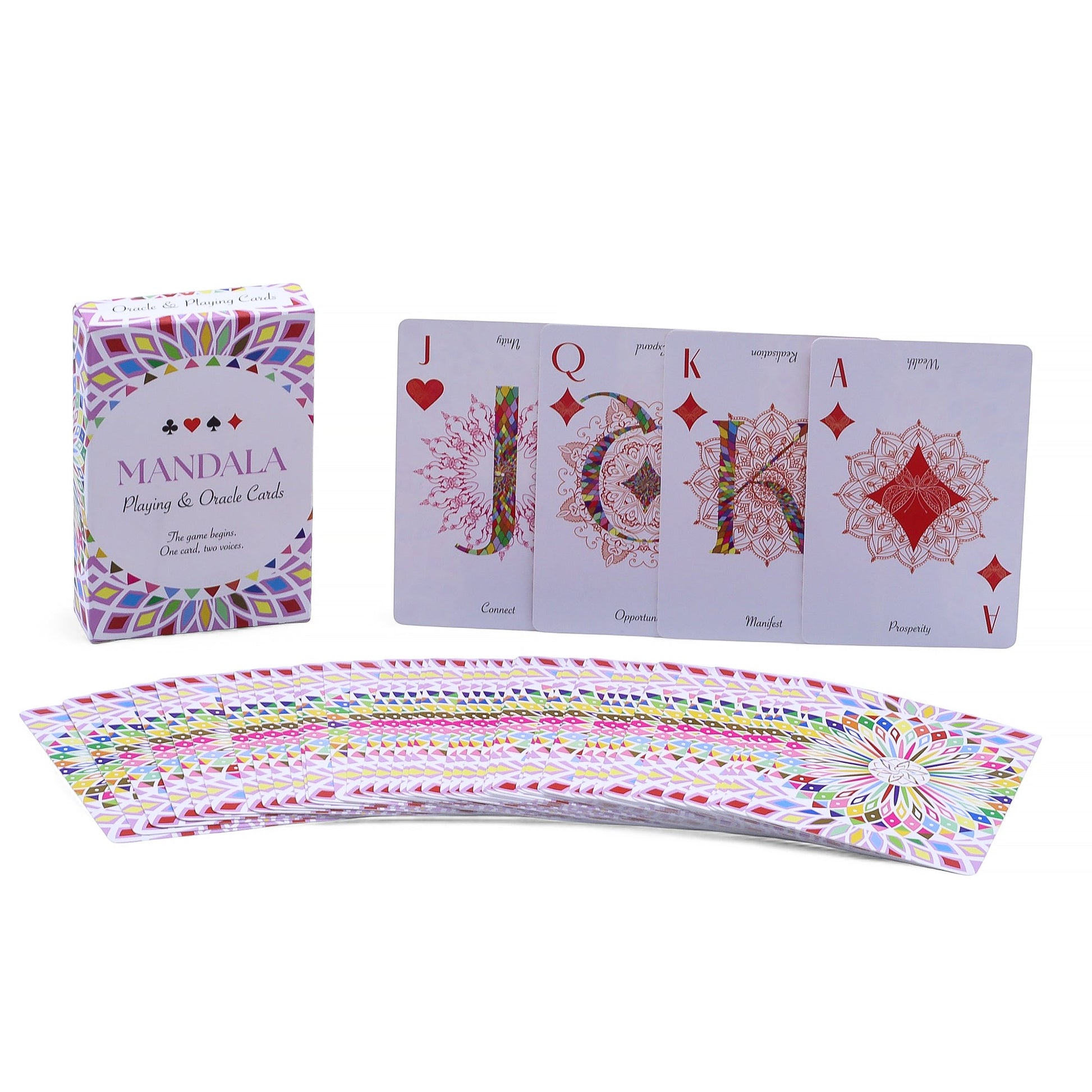 Playing and Oracle Cards – Mandala / Kaleidoscope Symmetry product packaging on clean background from Quintessential Holistic Health Ltd