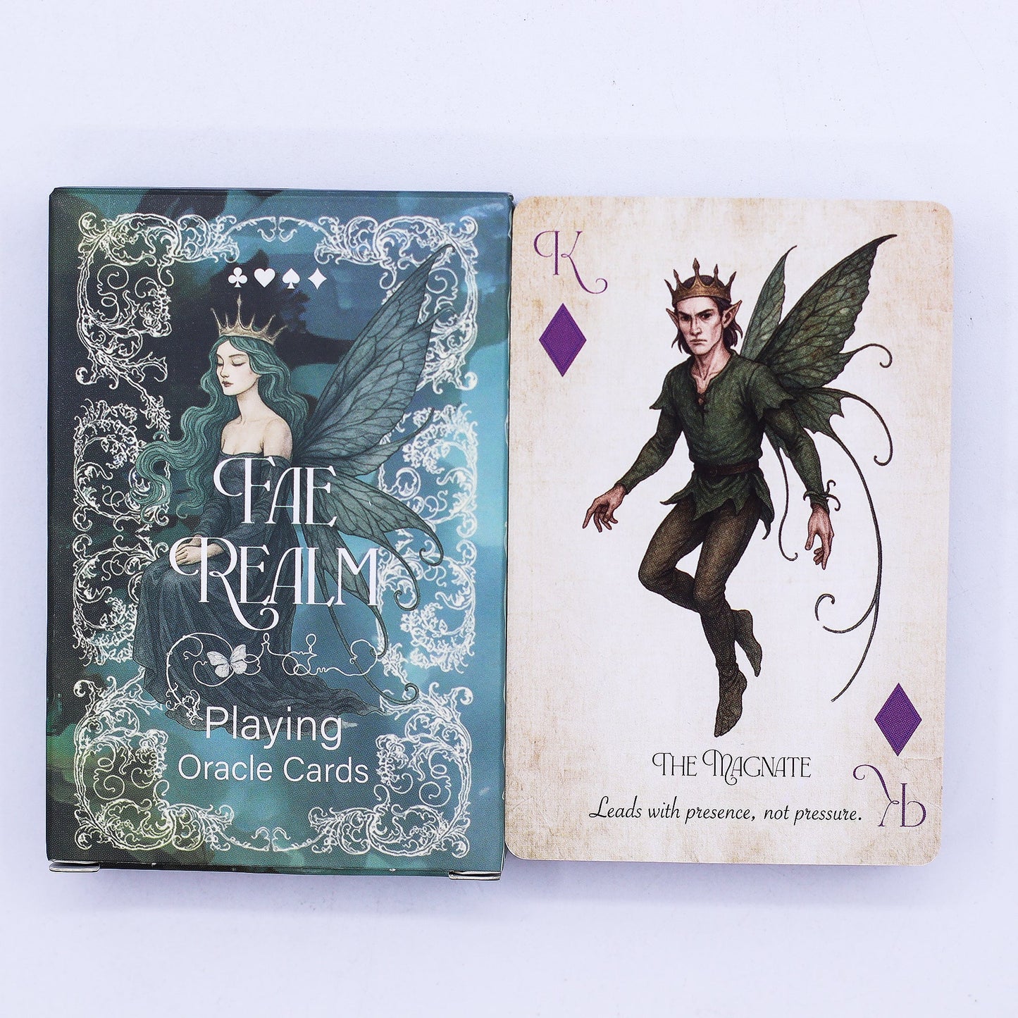 Playing and Oracle Cards – Fae Realm / Fairy Theme product packaging on clean background from Quintessential Holistic Health Ltd