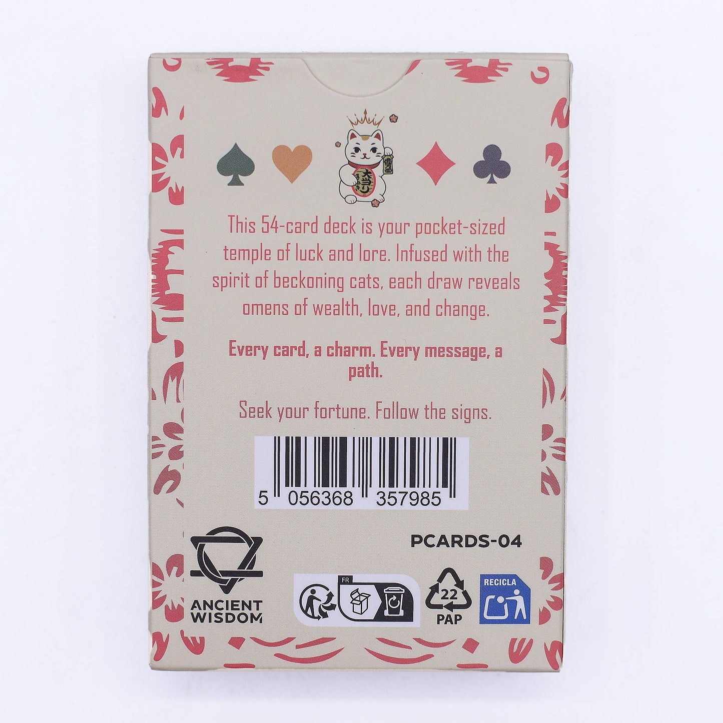 Playing and Oracle Cards- Fortune Cats / Maneki Neko product packaging on clean background from Quintessential Holistic Health Ltd