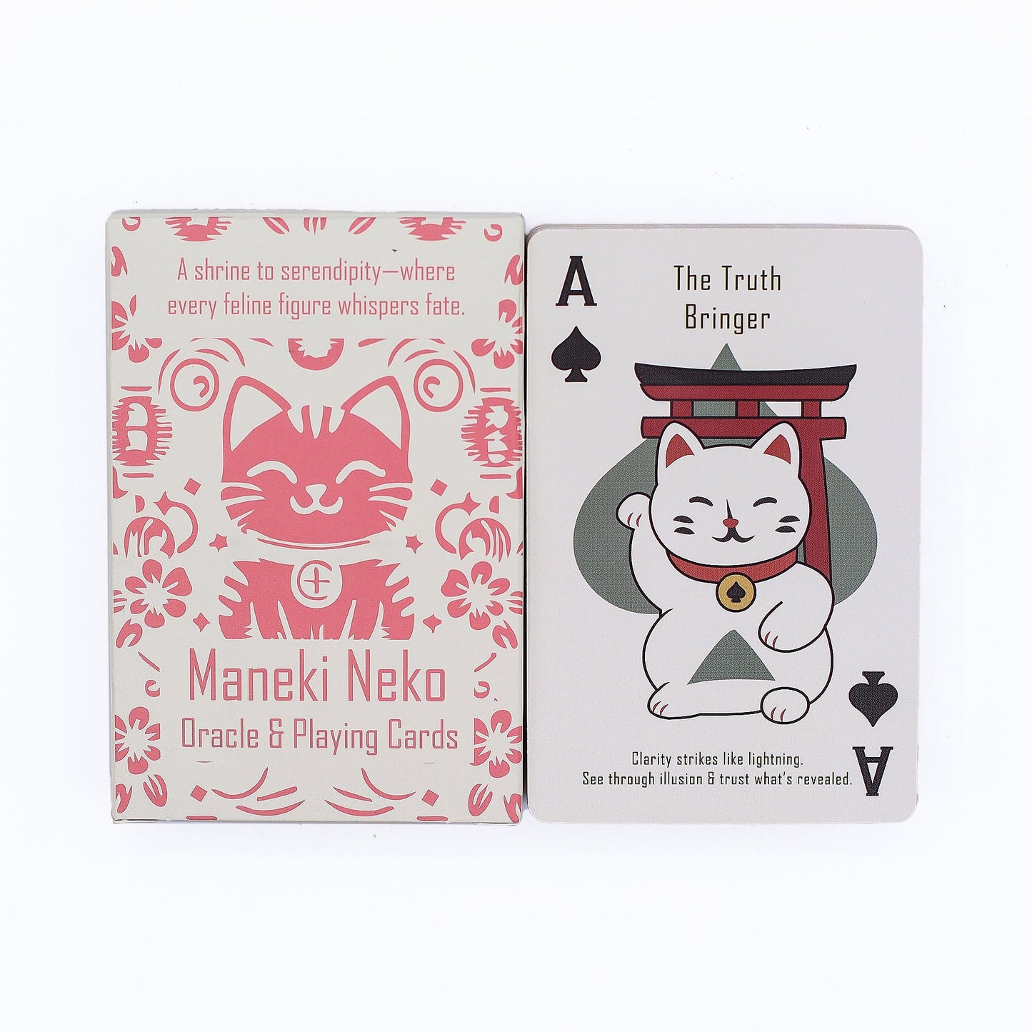 Playing and Oracle Cards- Fortune Cats / Maneki Neko product packaging on clean background from Quintessential Holistic Health Ltd