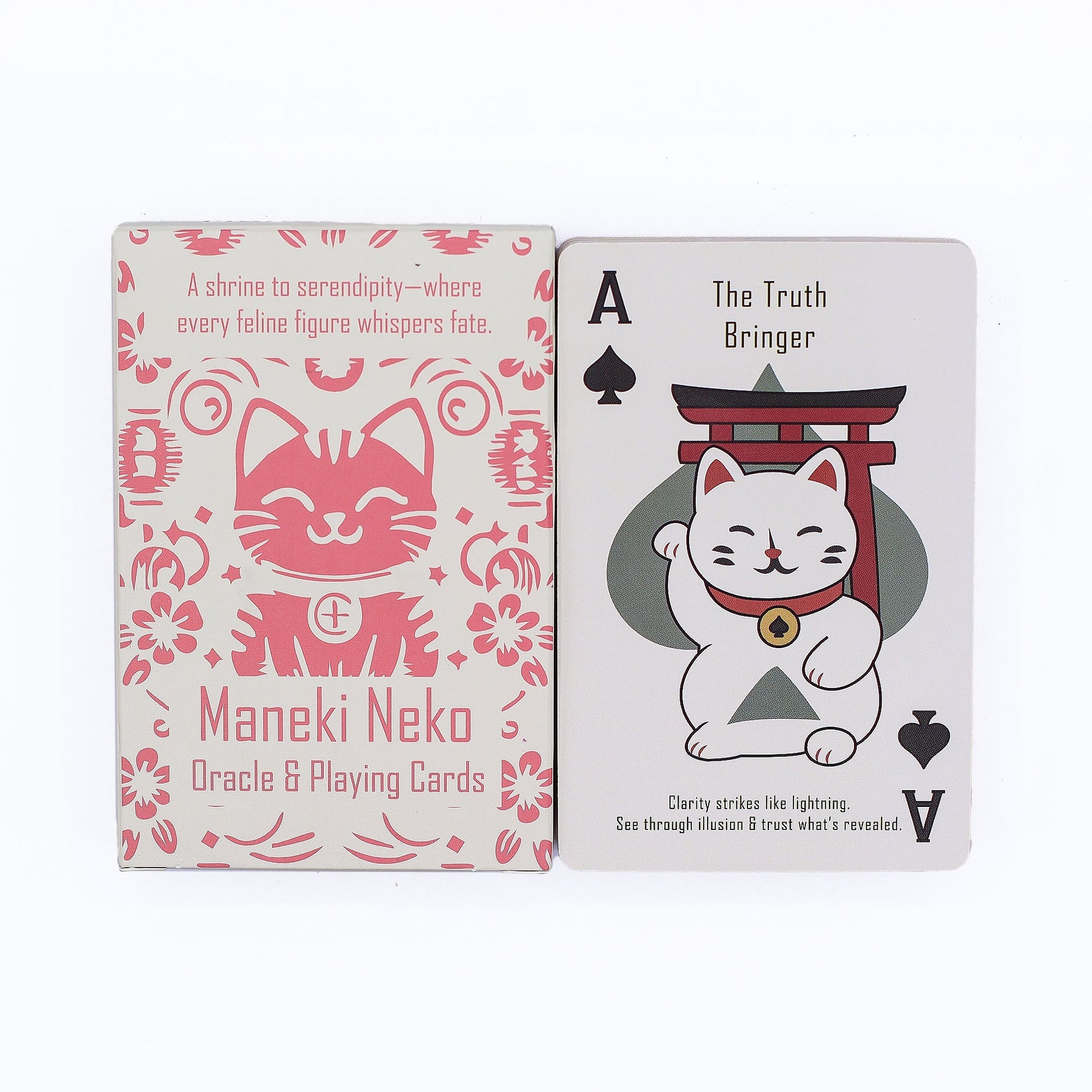 Playing and Oracle Cards- Fortune Cats / Maneki Neko product packaging on clean background from Quintessential Holistic Health Ltd