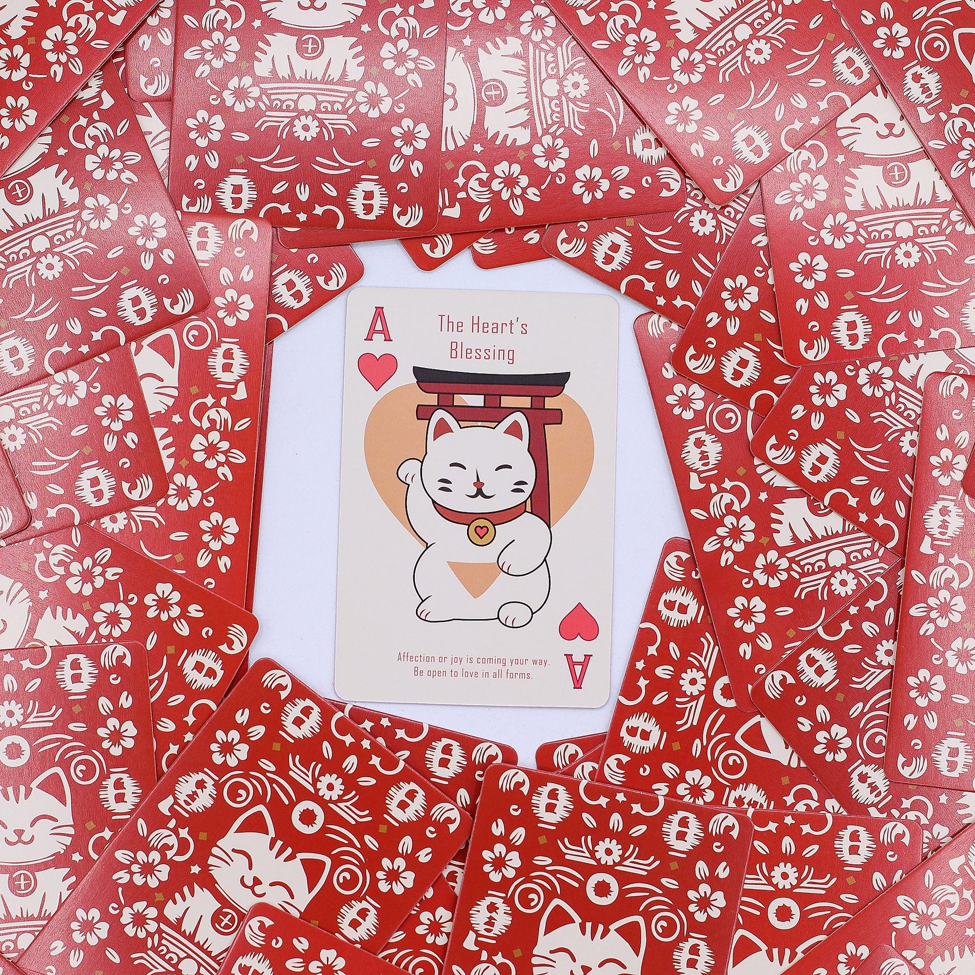 Playing and Oracle Cards- Fortune Cats / Maneki Neko product packaging on clean background from Quintessential Holistic Health Ltd