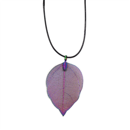 Real Leaf Necklace - Multicoloured product packaging on clean background from Quintessential Holistic Health Ltd
