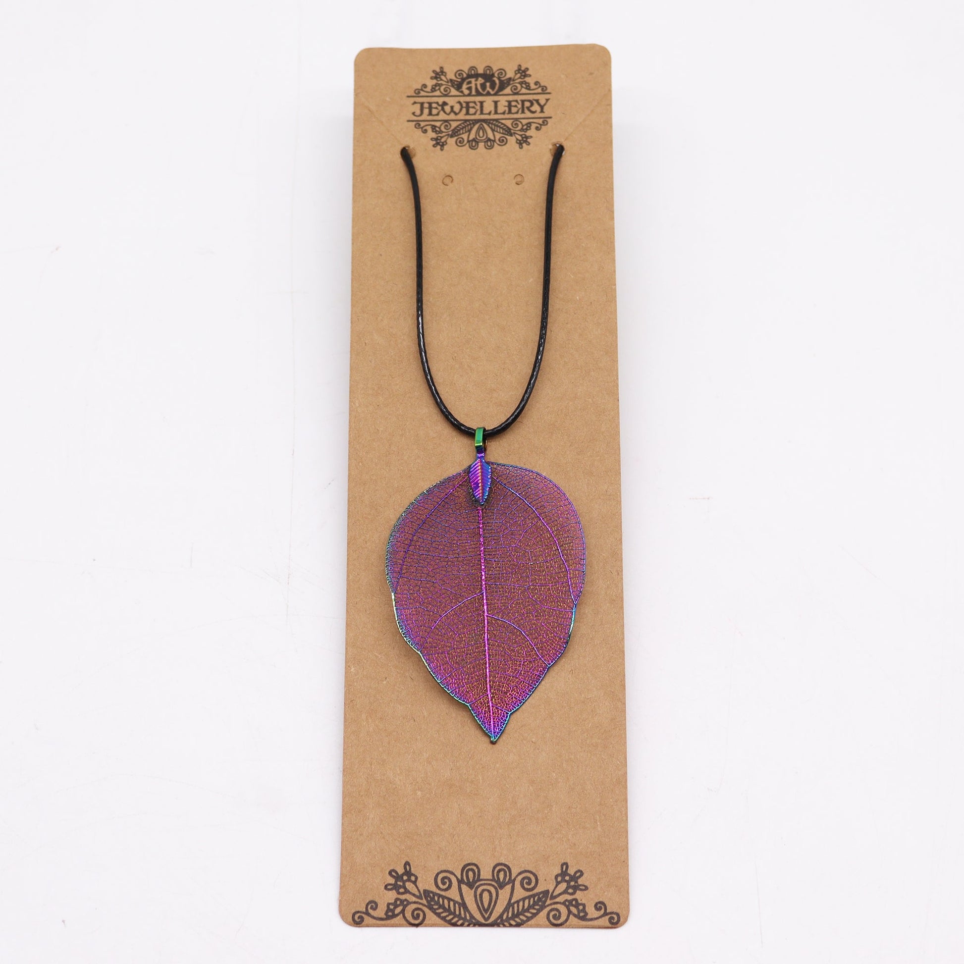 Real Leaf Necklace - Multicoloured product packaging on clean background from Quintessential Holistic Health Ltd