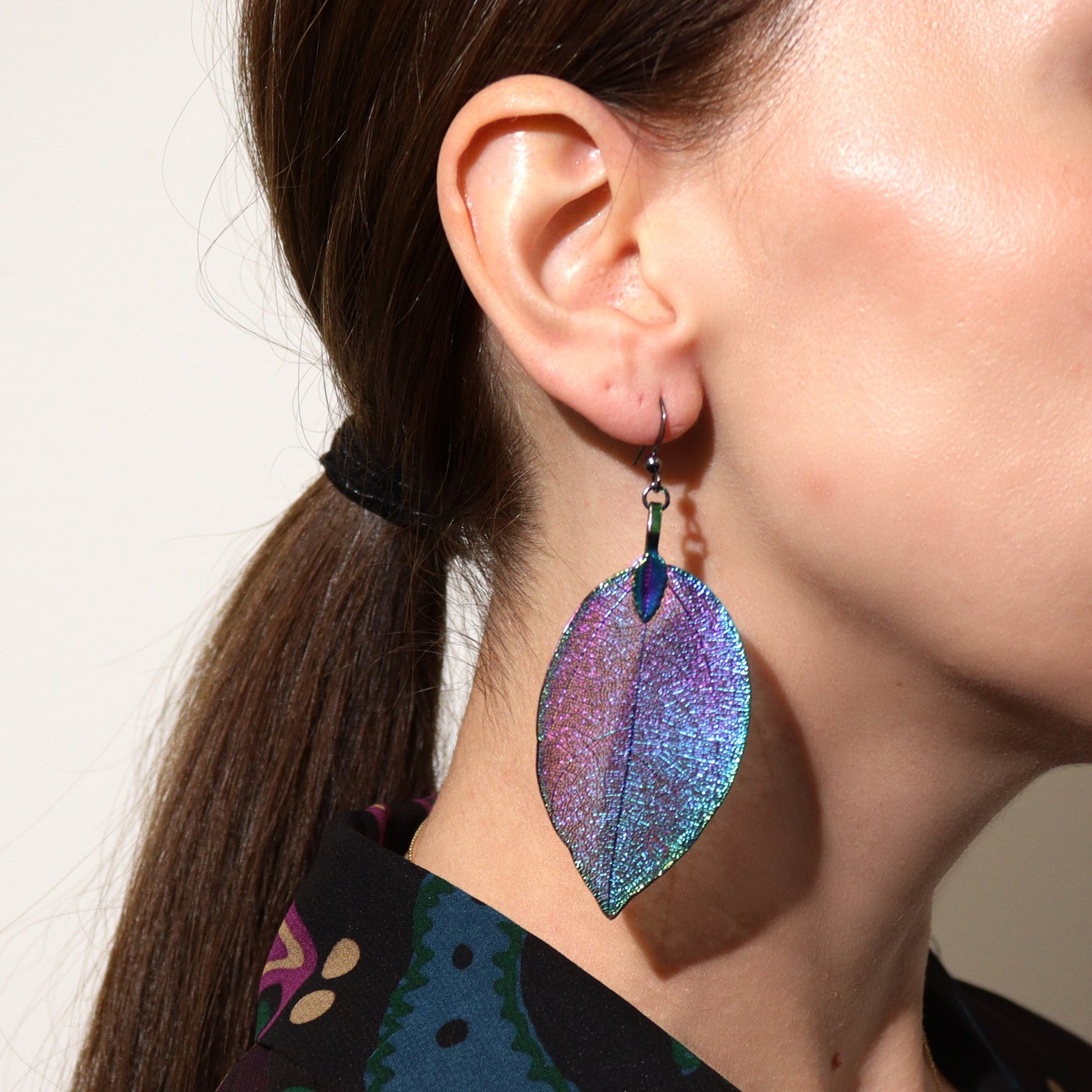 Real Leaf Earrings - Multicoloured product packaging on clean background from Quintessential Holistic Health Ltd
