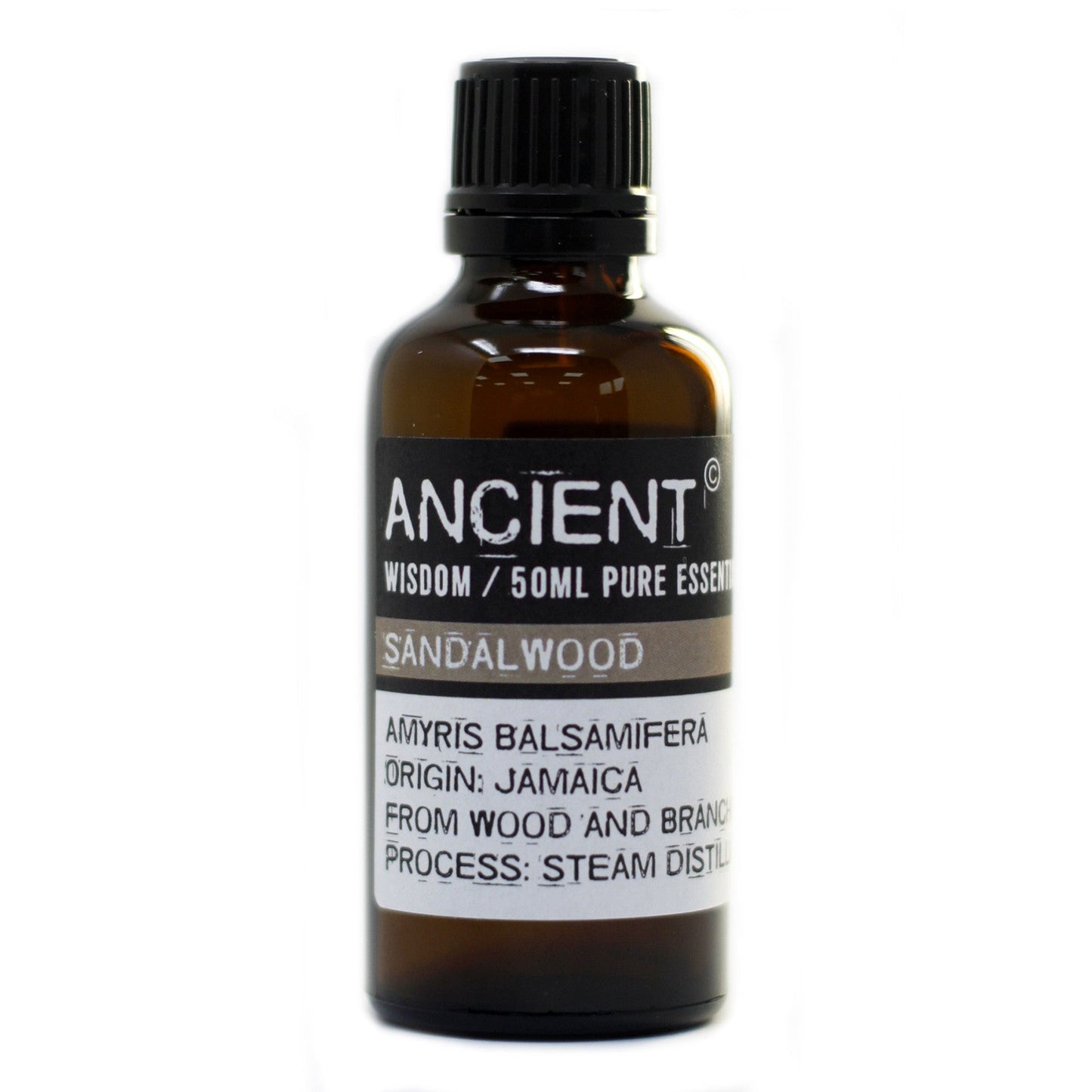 50ml Professional Pure Essential Oil - Sandalwood Amayris product packaging on clean background from Quintessential Holistic Health Ltd