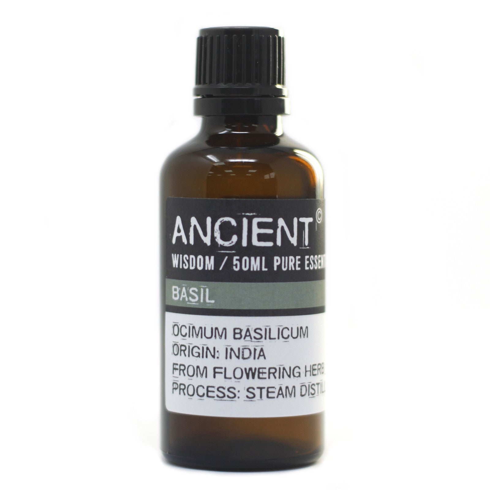 50ml Professional Essential Oil - Basil product packaging on clean background from Quintessential Holistic Health Ltd