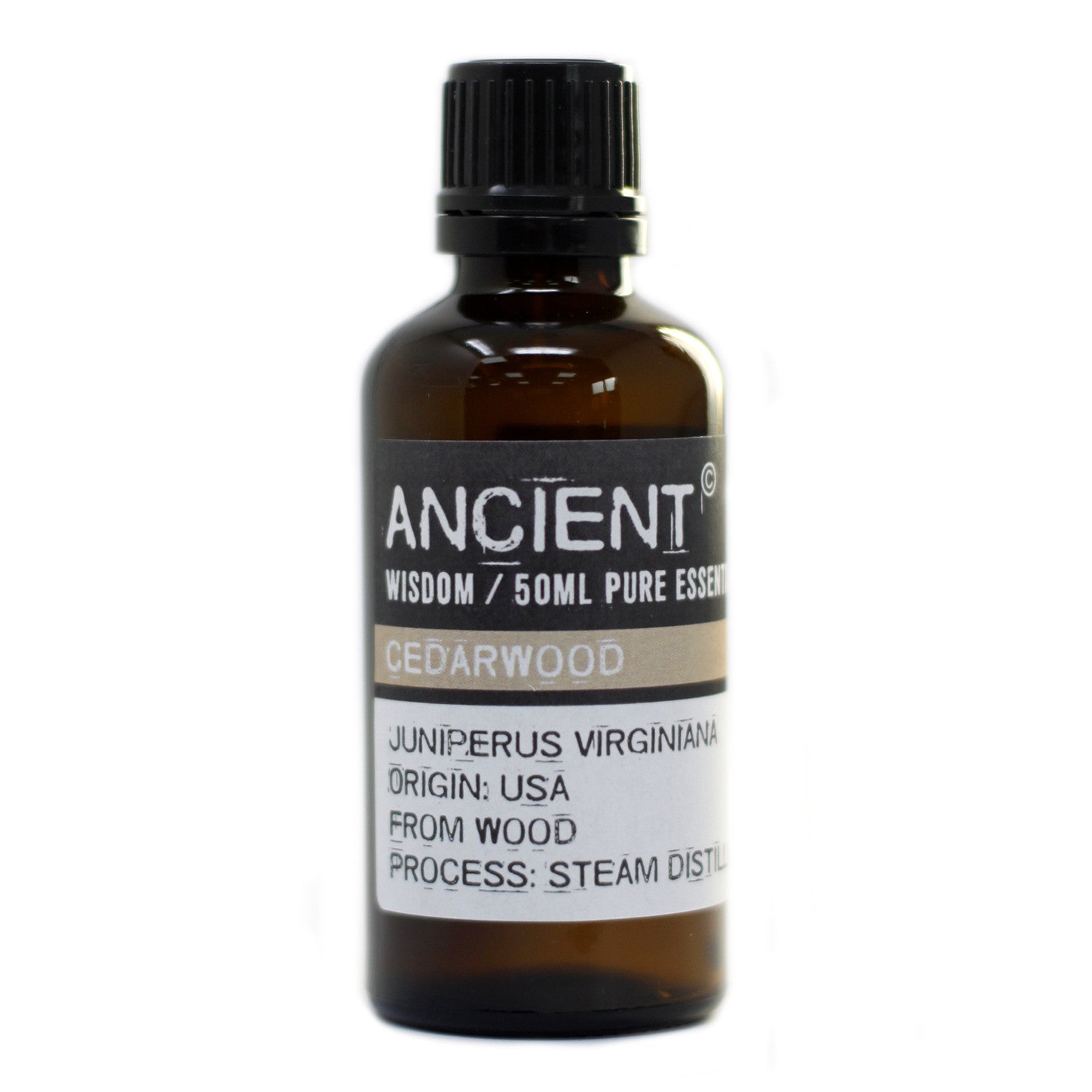 50ml Professional Pure Essential Oil - Virginian Cedarwood product packaging on clean background from Quintessential Holistic Health Ltd