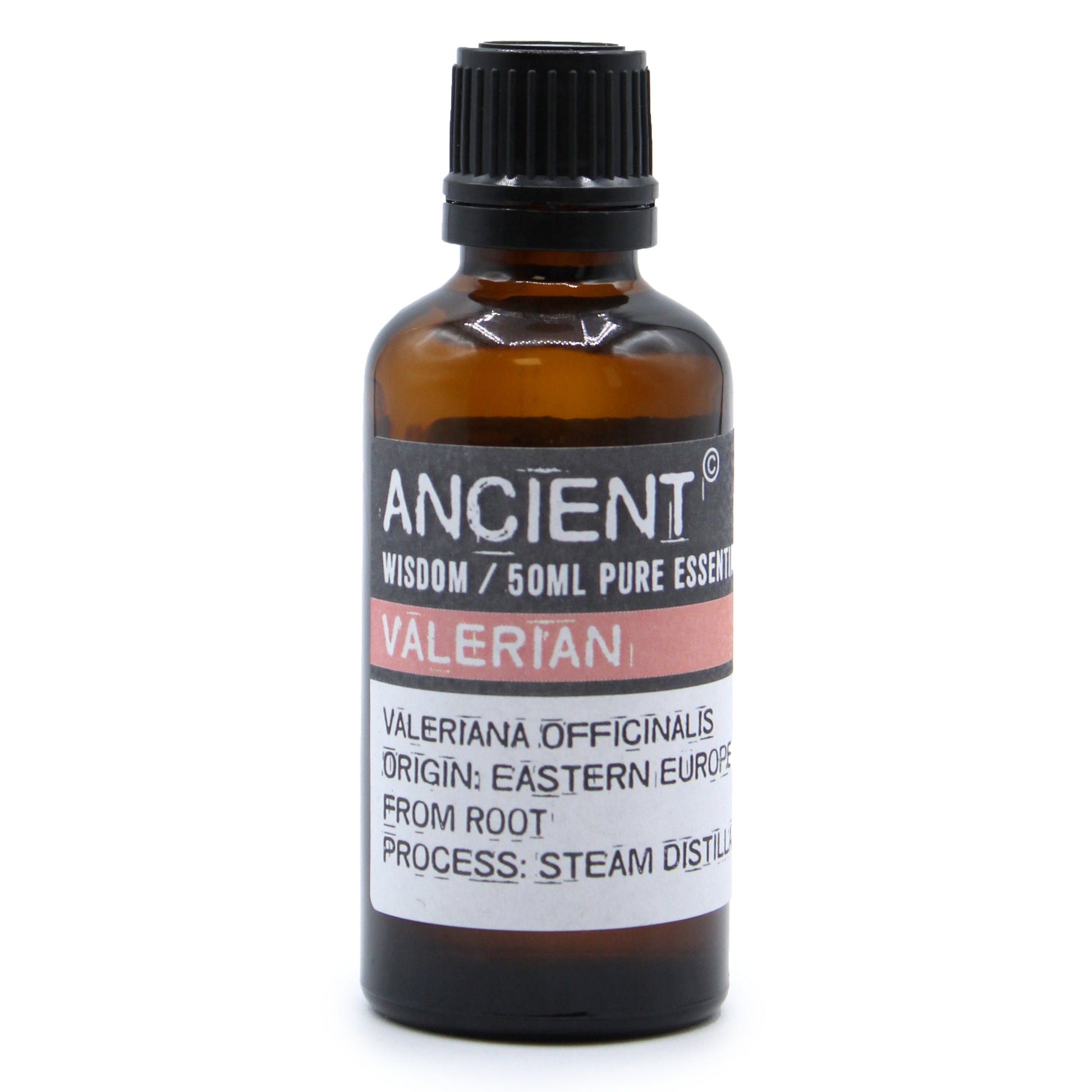 50ml Professional Essential Oil - Valerian product packaging on clean background from Quintessential Holistic Health Ltd