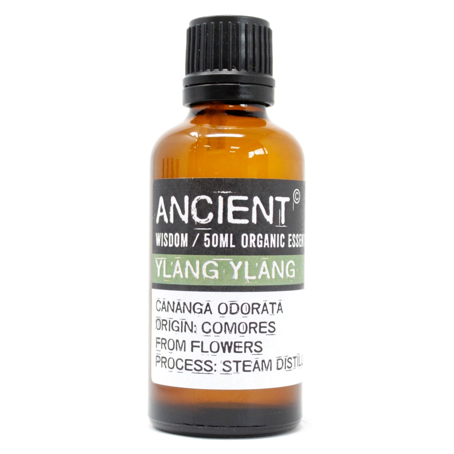 50ml Organic Essential Oil - Ylang Ylang product packaging on clean background from Quintessential Holistic Health Ltd
