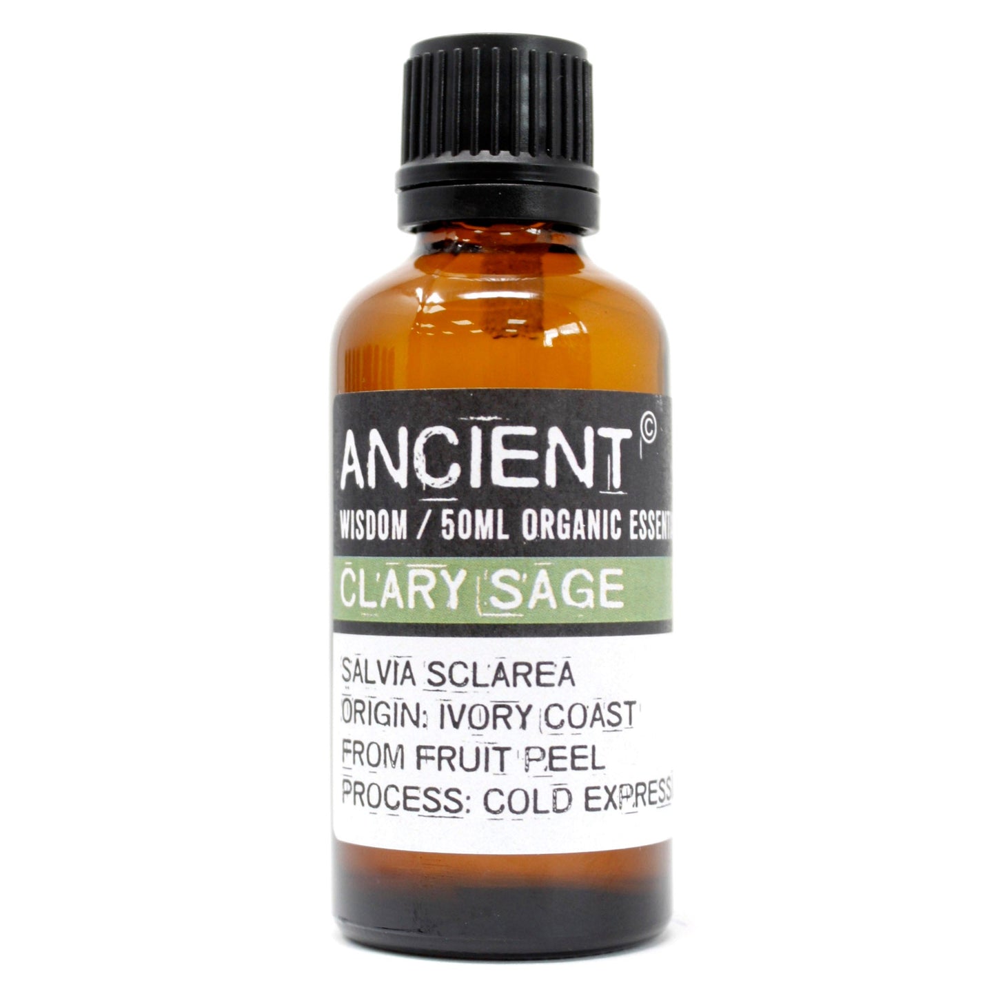 50ml Organic Essential Oil - Clary Sage product packaging on clean background from Quintessential Holistic Health Ltd