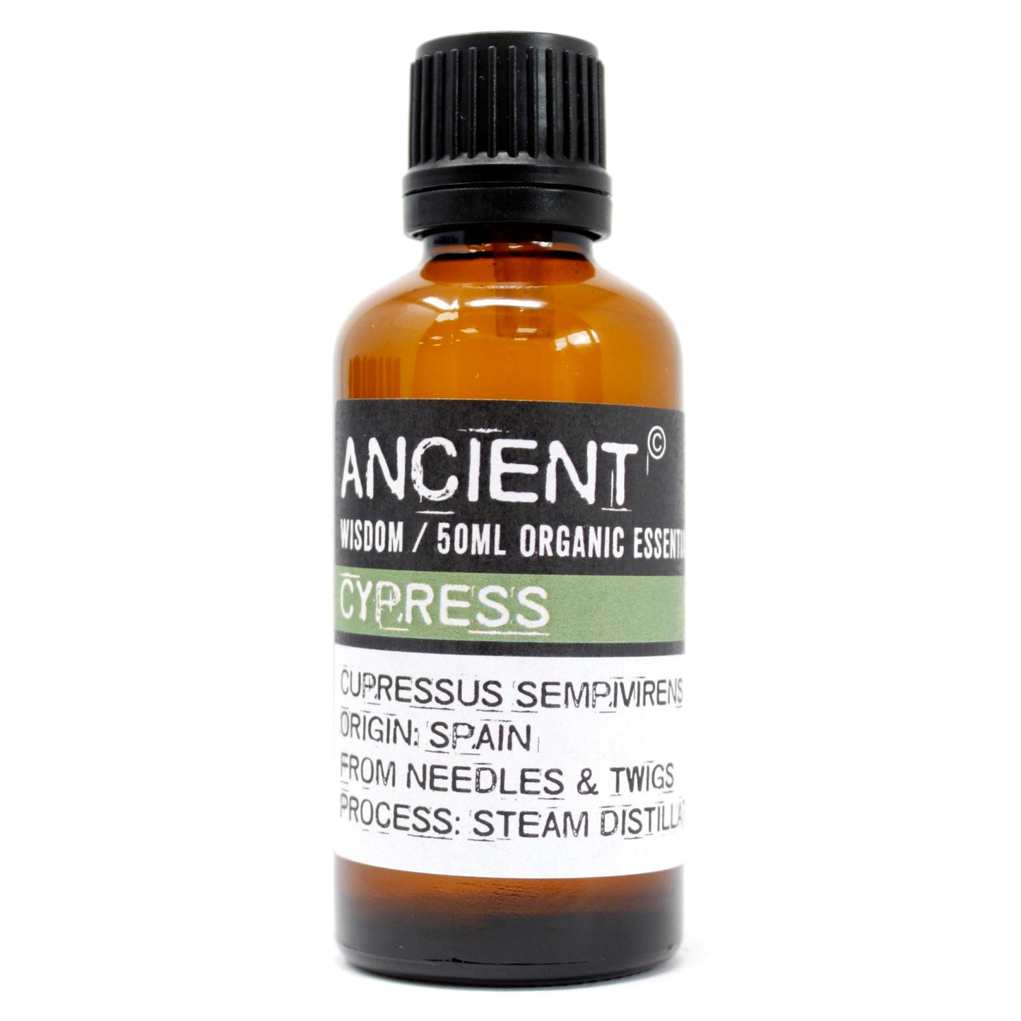 50ml Organic Essential Oil - Cypress product packaging on clean background from Quintessential Holistic Health Ltd