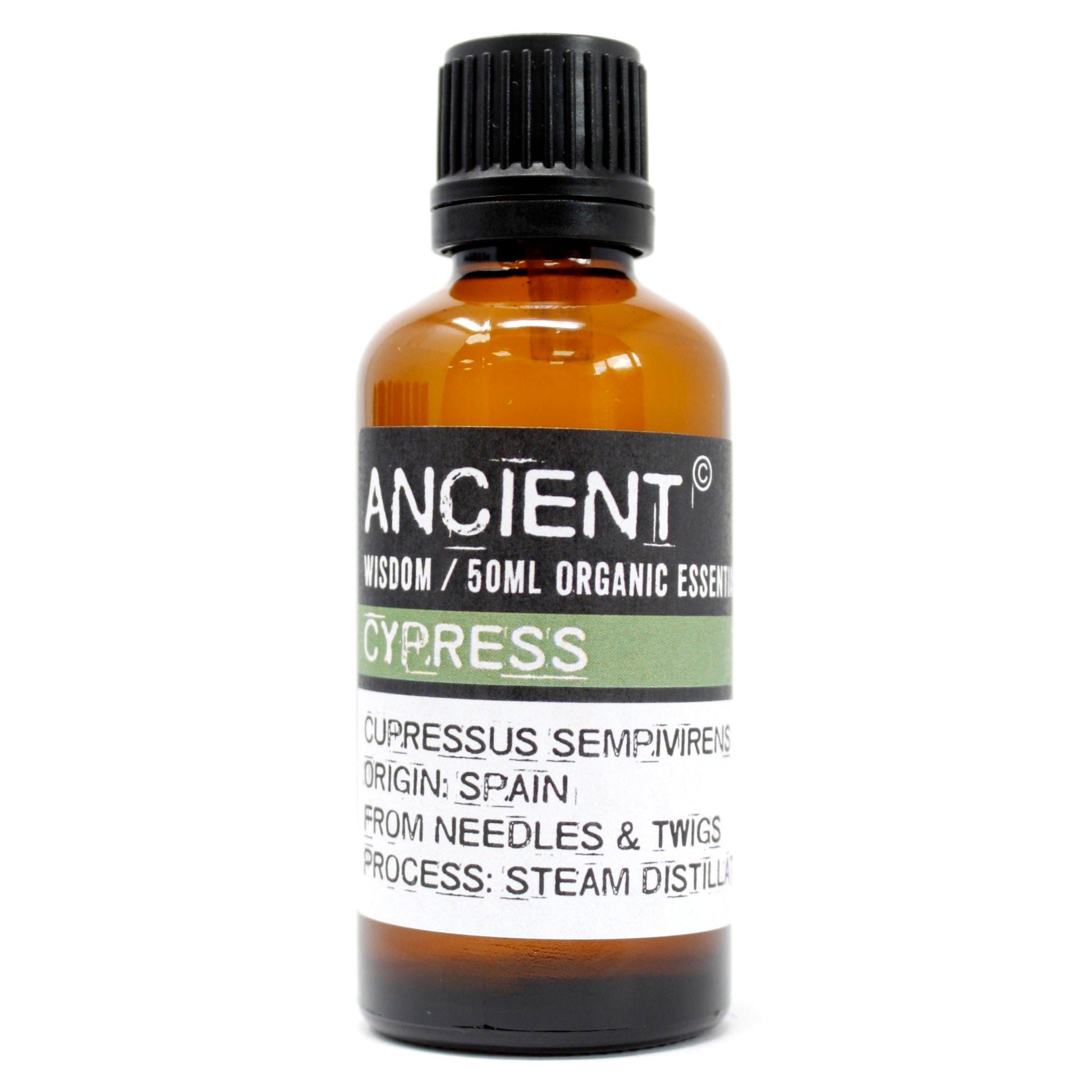 50ml Organic Essential Oil - Cypress product packaging on clean background from Quintessential Holistic Health Ltd