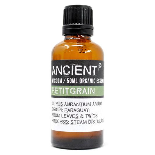50ml Organic Essential Oil - Petitgrain product packaging on clean background from Quintessential Holistic Health Ltd