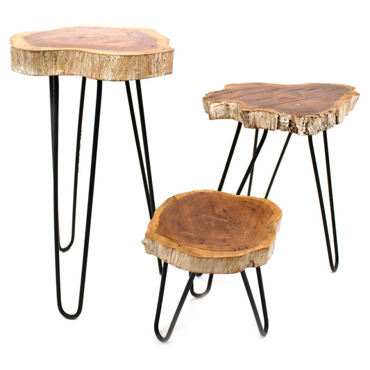 Set of 3 Eco-Friendly Gamal Wooden Plant Stands - Whitewash - main product image from Quintessential Holistic Health Ltd UK