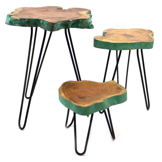 Set of 3 Eco-Friendly Gamal Wooden Plant Stands - Greenwash - main product image from Quintessential Holistic Health Ltd UK