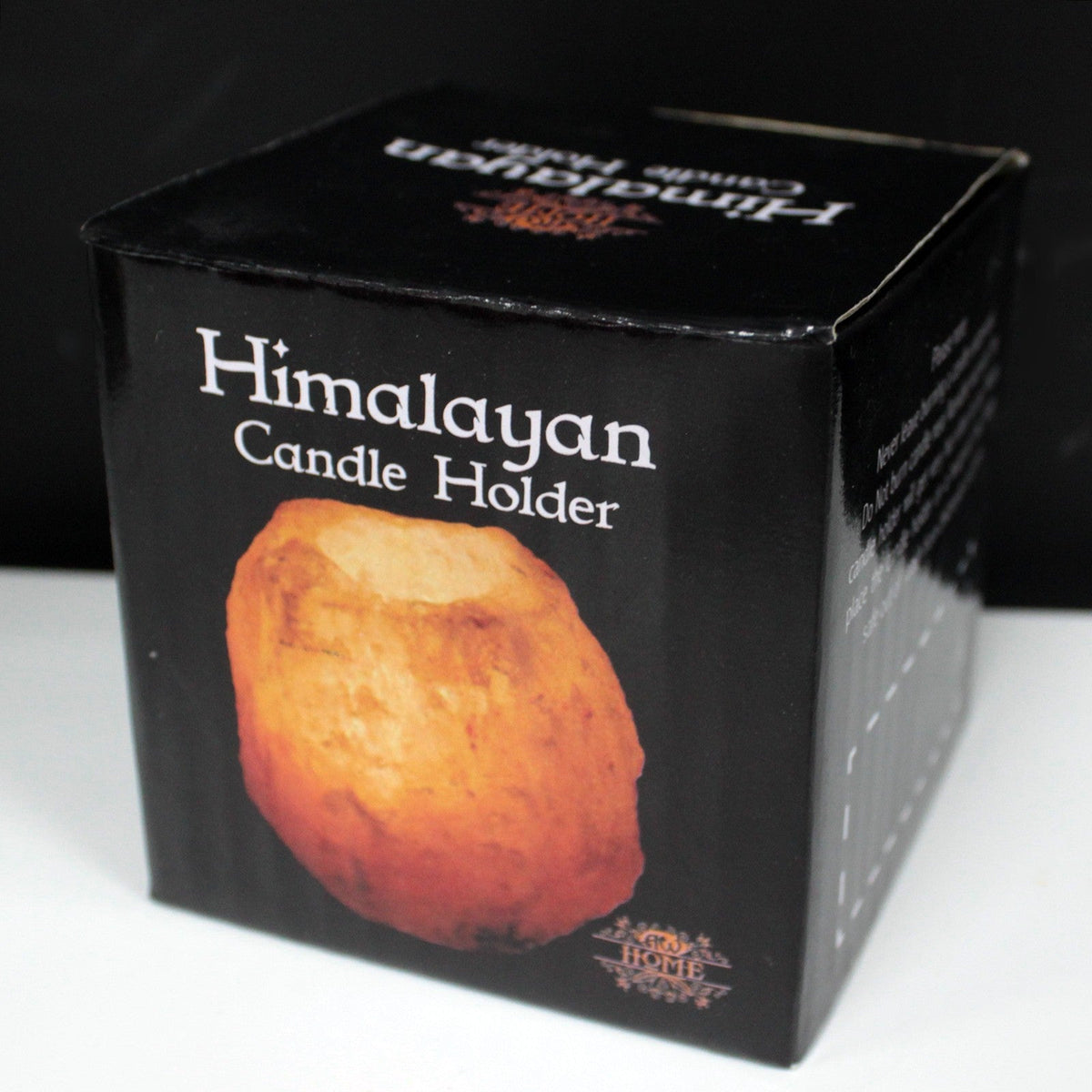 Himalayan Salt Candle Holder, Natural Square, Single shown as a black box printed with an image of a glowing holder by Quintessential Holistic Health Ltd