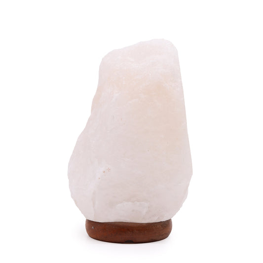 Hand Carved 240v Himalayan Salt Crystal Lamp with Base - White and Natural / 2Kg - 3Kg product packaging on clean background from Quintessential Holistic Health Ltd