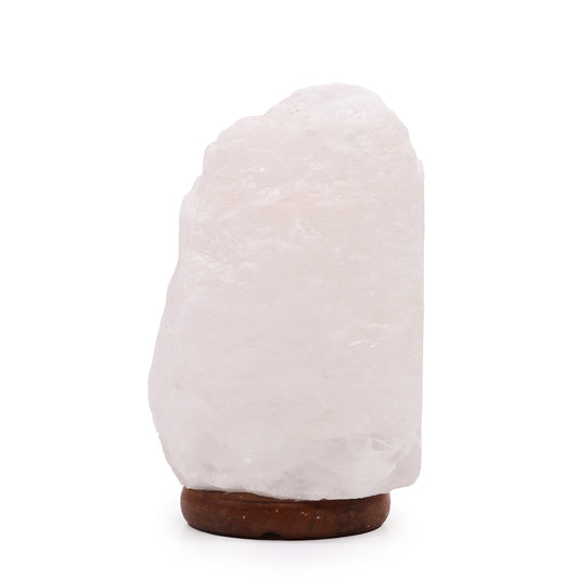 Hand Carved 240v Himalayan Salt Crystal Lamp with Base - White and Natural / 3Kg-5Kg product packaging on clean background from Quintessential Holistic Health Ltd