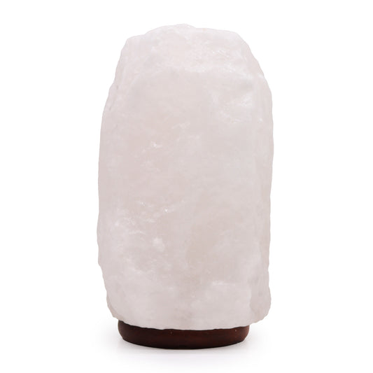 Hand Carved 240v Himalayan Salt Crystal Lamp with Base - White and Natural / 8Kg - 10Kg product packaging on clean background from Quintessential Holistic Health Ltd