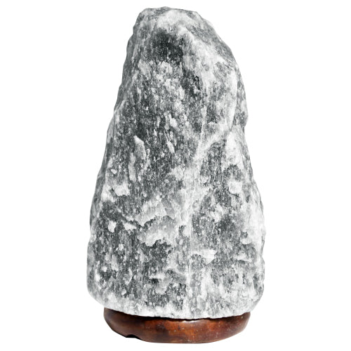 Hand Carved 240v Himalayan Salt Crystal Lamp with Base - Grey / 1.5Kg - 2Kg product packaging on clean background from Quintessential Holistic Health Ltd