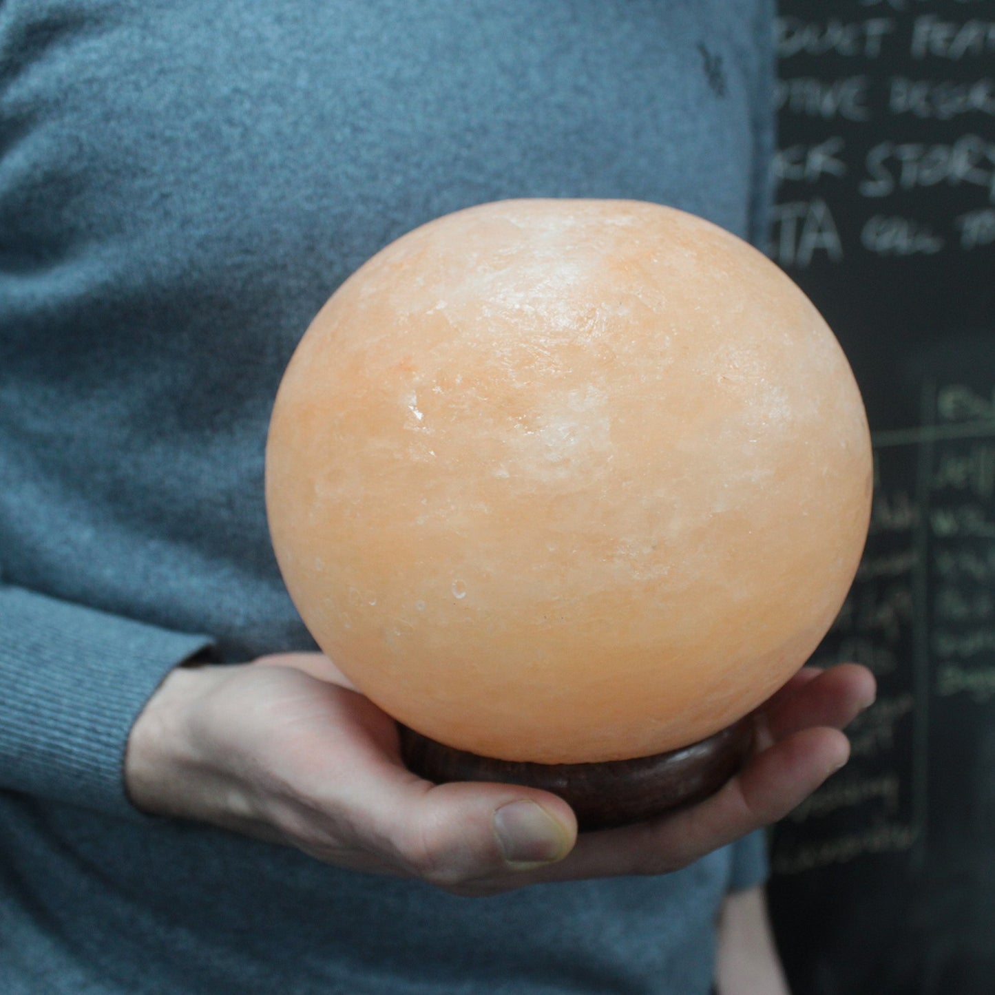 Hand Carved 240v Himalayan Salt Crystal Lamp with Base - Natural / Round / 3.5Kg - 4Kg product packaging on clean background from Quintessential Holistic Health Ltd