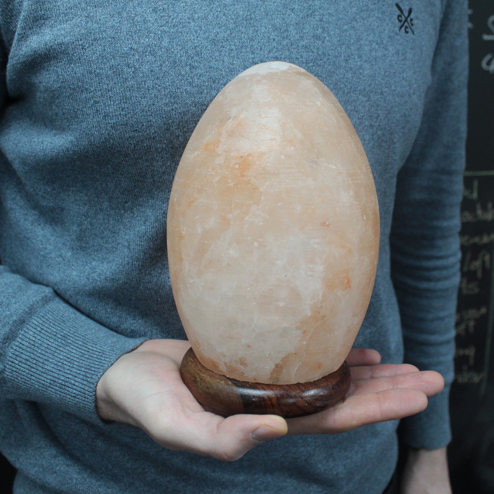 Hand Carved 240v Himalayan Salt Crystal Lamp with Base - Natural / Egg / 3Kg - 3.5Kg product packaging on clean background from Quintessential Holistic Health Ltd