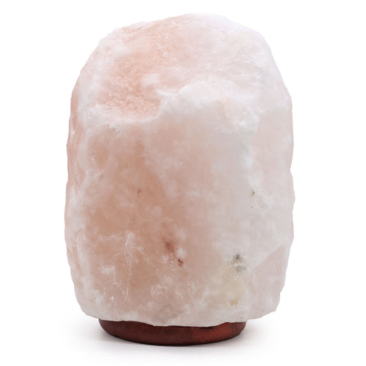 Hand Carved 240v Himalayan Salt Crystal Lamp with Base - White and Natural / 24Kg - 25Kg product packaging on clean background from Quintessential Holistic Health Ltd