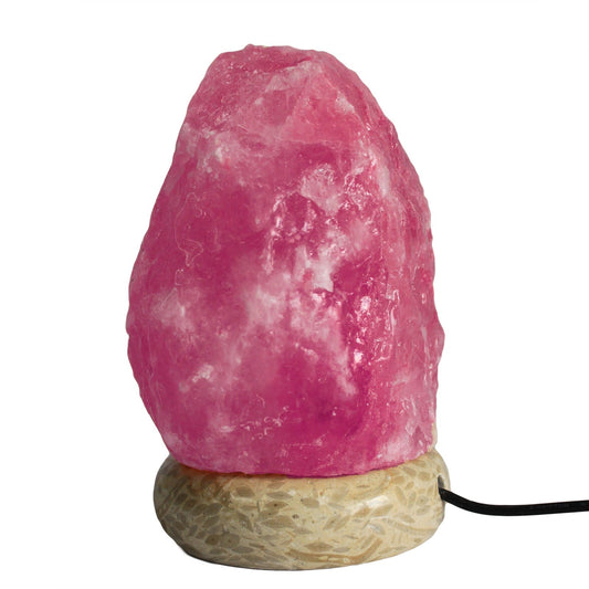 Hand Carved USB Himalayan Salt Crystal Lamp with Base - Natural / Multicoloured Light product packaging on clean background from Quintessential Holistic Health Ltd