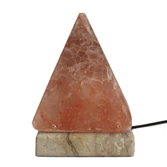 Hand Carved USB Himalayan Salt Crystal Lamp with Base - Natural / Pyramid product packaging on clean background from Quintessential Holistic Health Ltd