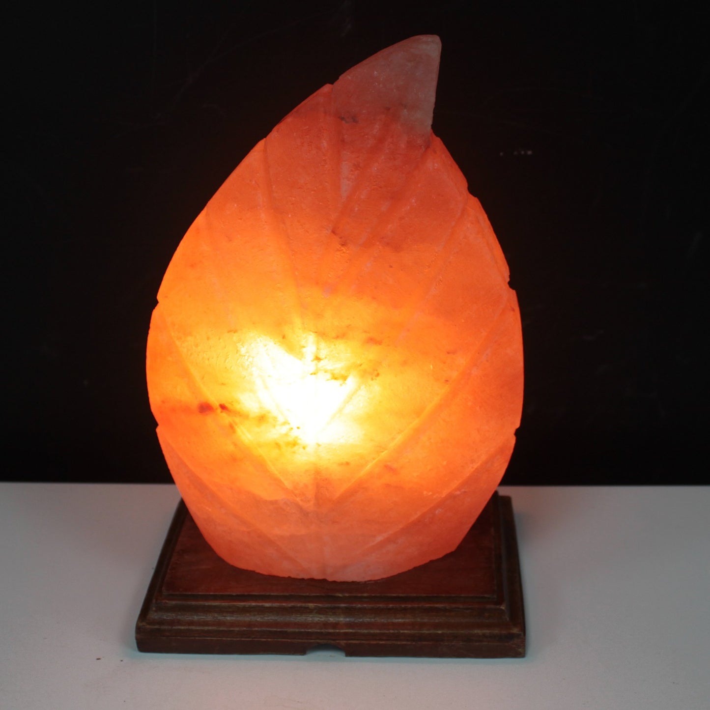 Hand Carved 240v Himalayan Salt Crystal Lamp with Base - Natural / Leaf / 2Kg - 2.5Kg product packaging on clean background from Quintessential Holistic Health Ltd