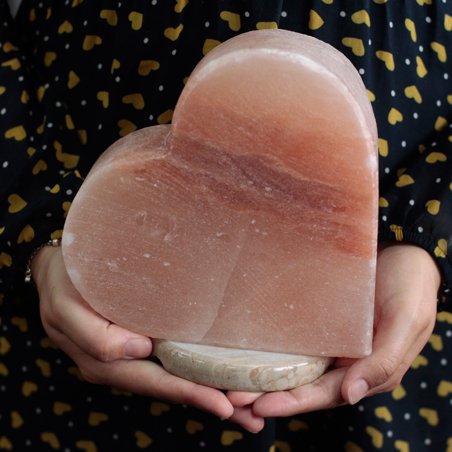 Hand Carved 240v Hand Carved Himalayan Salt Crystal Lamp with Base - Natural / Heart / 3.5Kg - 4Kg product packaging on clean background from Quintessential Holistic Health Ltd