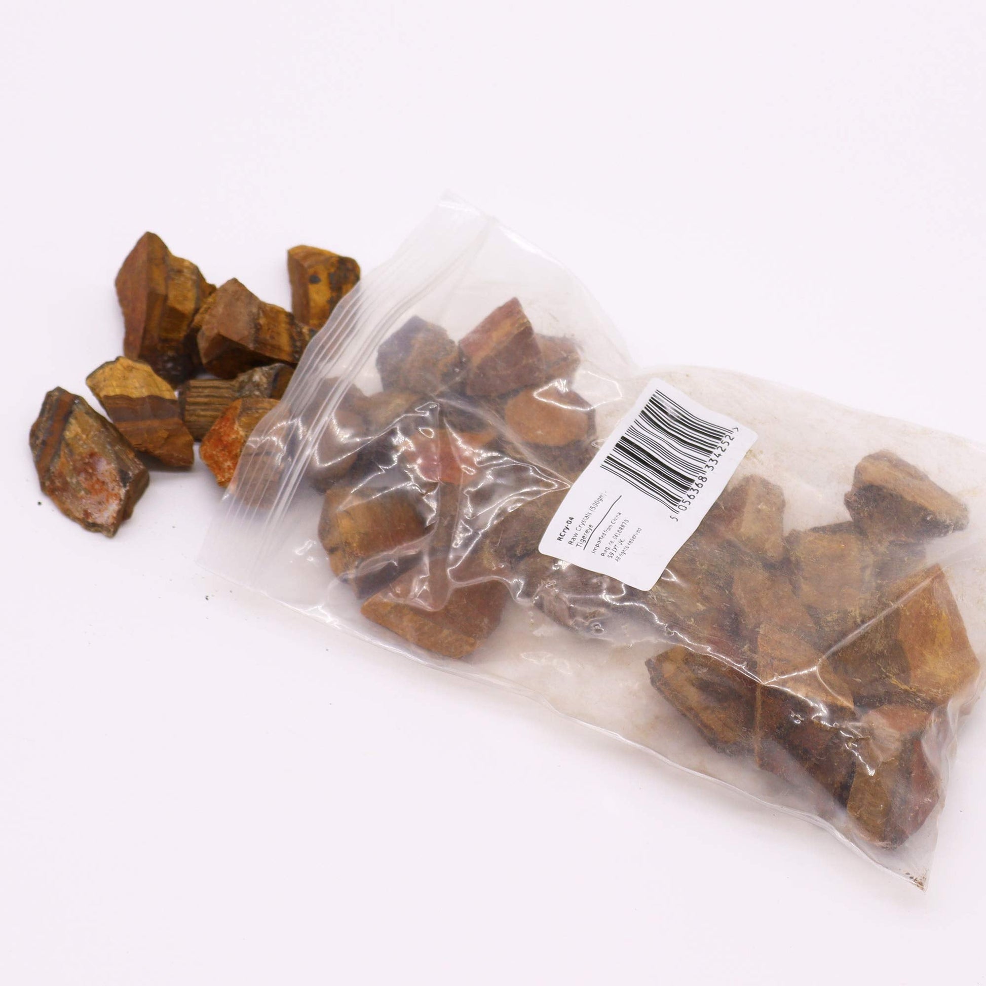 500g Raw Crystals - Tigers Eye product packaging on clean background from Quintessential Holistic Health Ltd