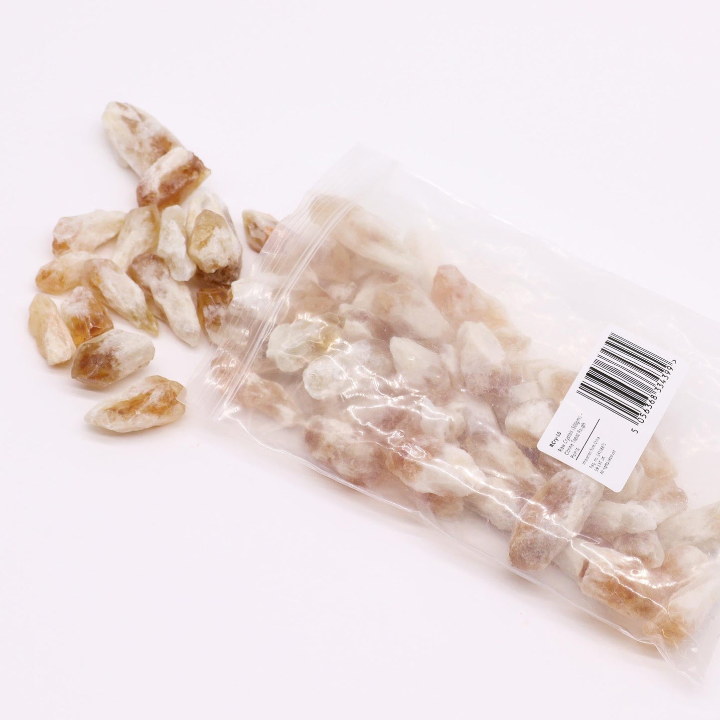 500g Raw Crystals - Citrine Rough Points product packaging on clean background from Quintessential Holistic Health Ltd