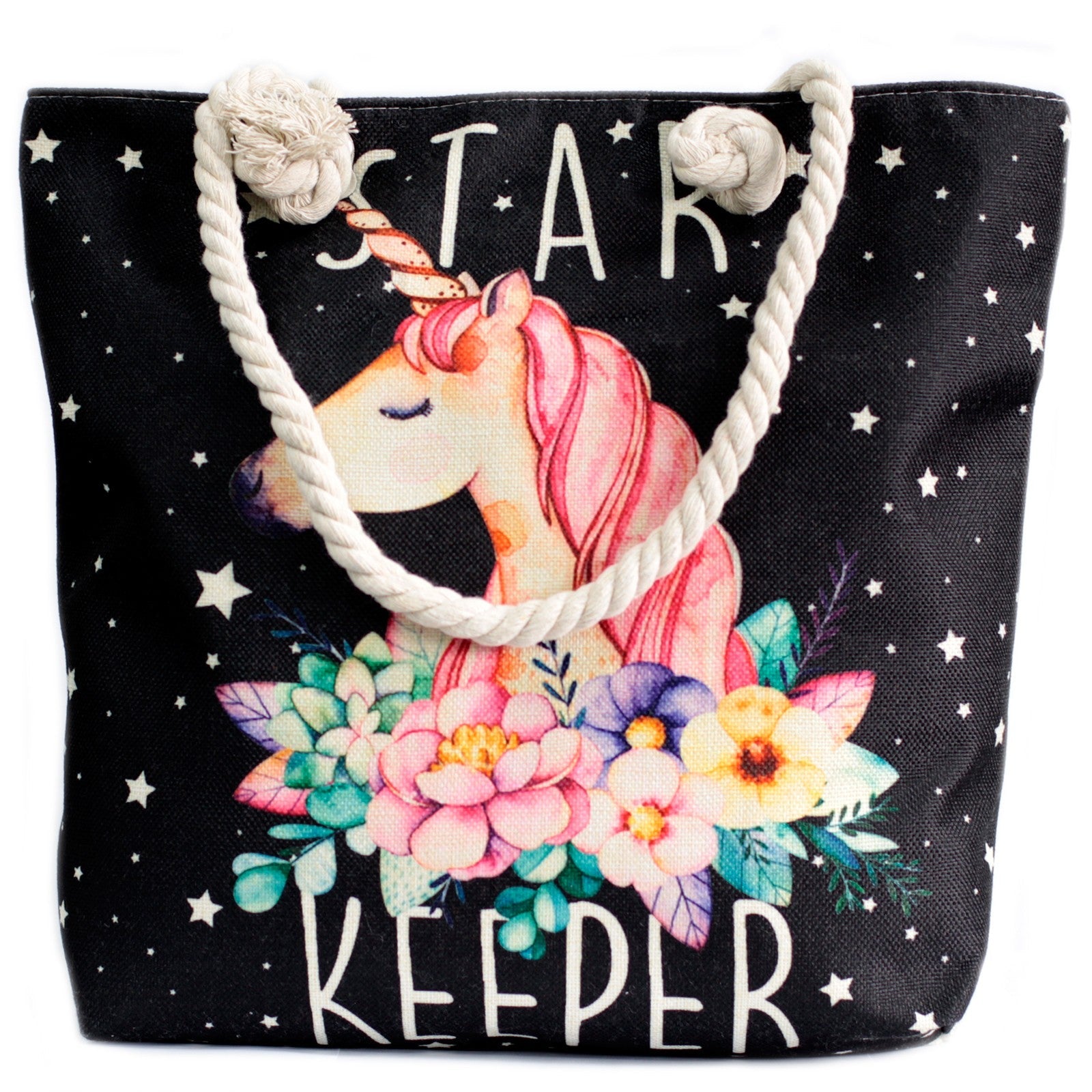 Classic Rope Handled Beach Bag - Star Keeper Unicorn product packaging on clean background from Quintessential Holistic Health Ltd