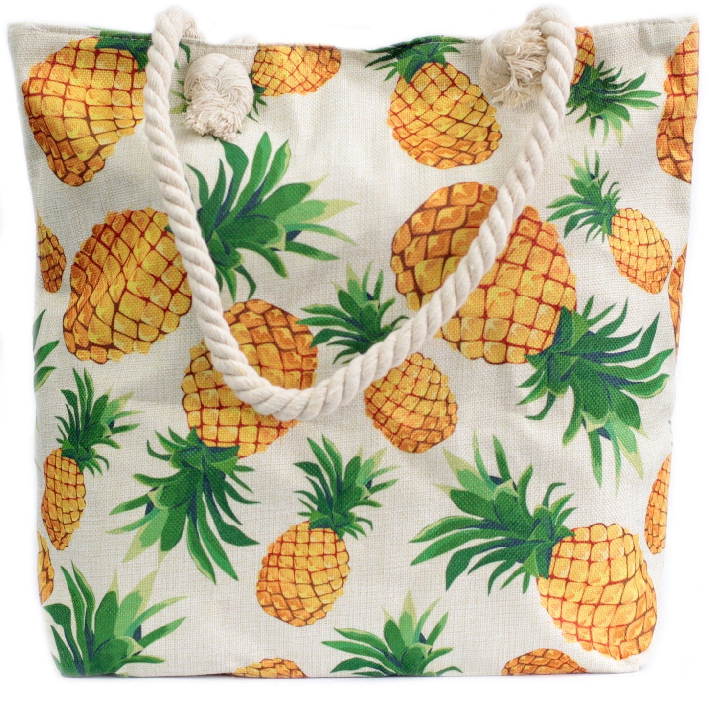 Classic Rope Handled Beach Bag - Pineapples product packaging on clean background from Quintessential Holistic Health Ltd