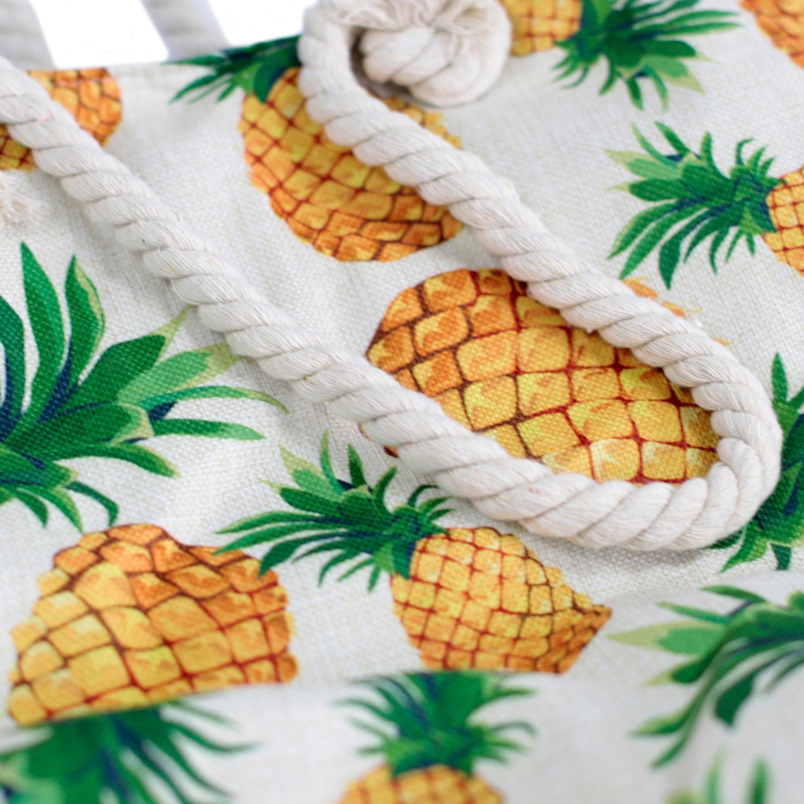 Classic Rope Handled Beach Bag - Pineapples product packaging on clean background from Quintessential Holistic Health Ltd