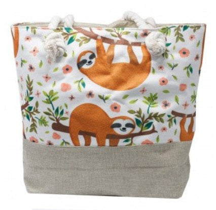 Classic Rope Handled Beach Bag - Sloths product packaging on clean background from Quintessential Holistic Health Ltd