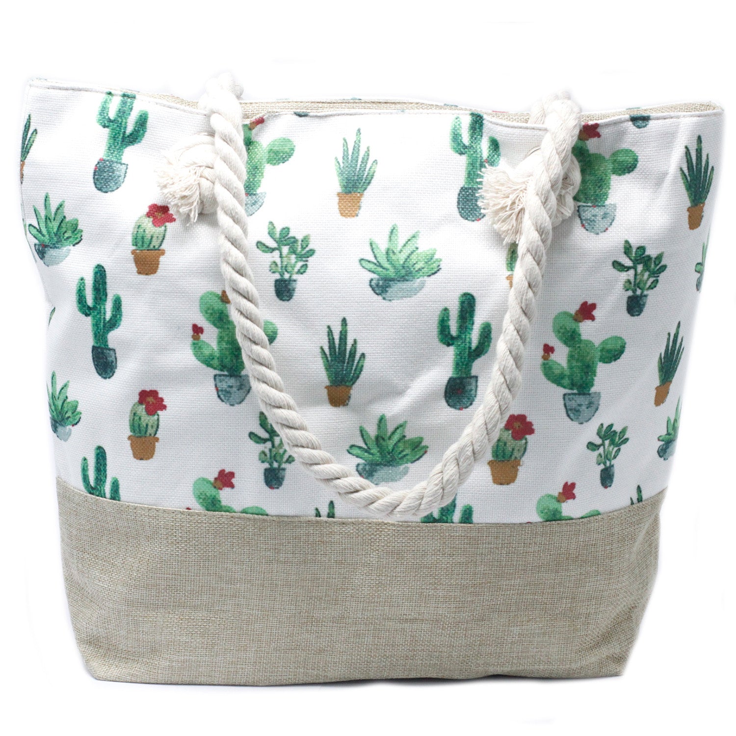 Classic Rope Handled Beach Bag - Mini Cactus product packaging on clean background from Quintessential Holistic Health Ltd