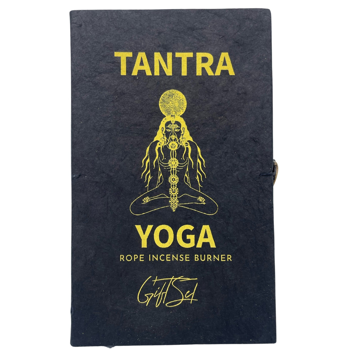 Rope Incense and Silver Plated Holder Set - Tantra Yoga, black cover with gold figure and lettering, by Quintessential Holistic Health Ltd
