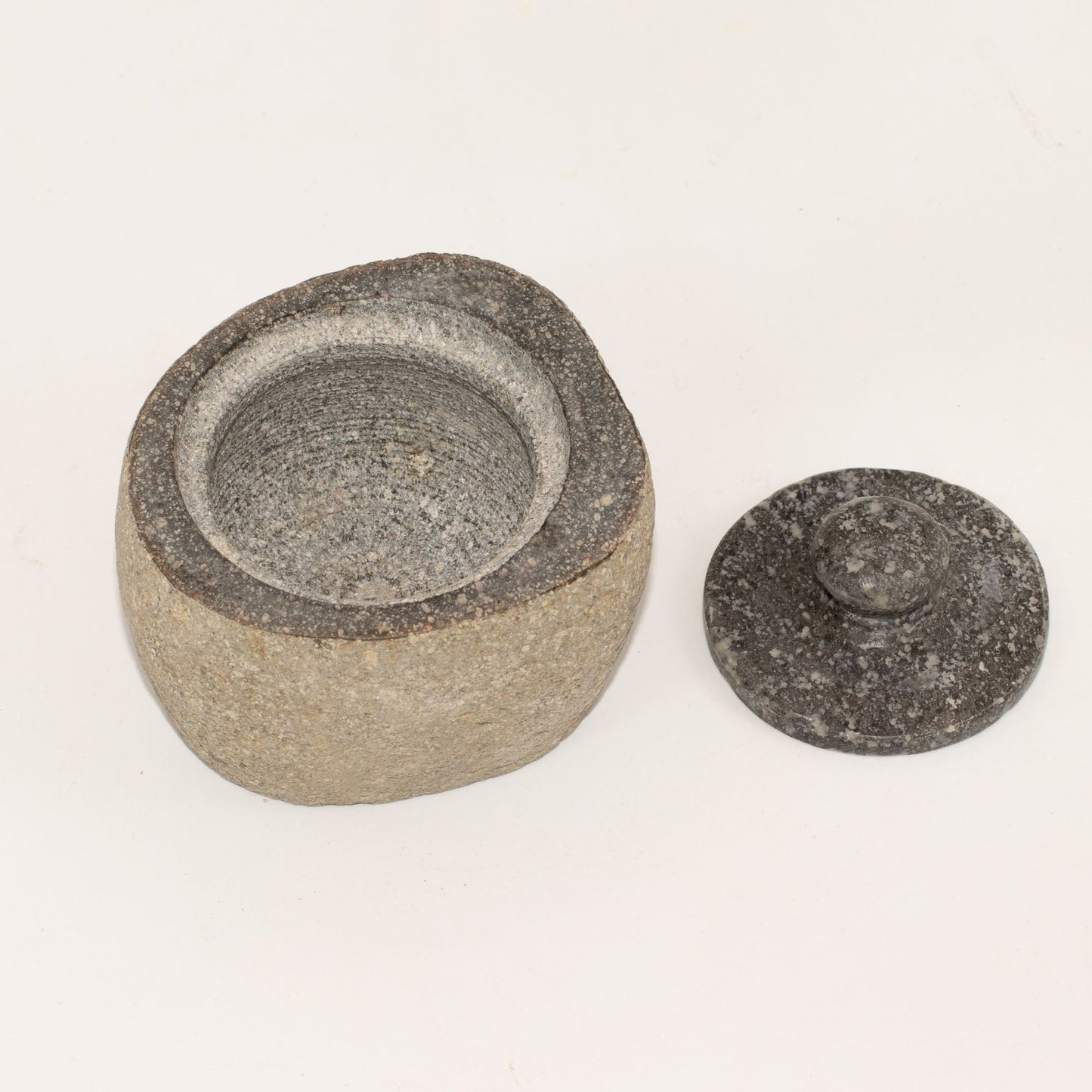 Hand Carved Natural River Stone Grounding Pot - Small product packaging on clean background from Quintessential Holistic Health Ltd