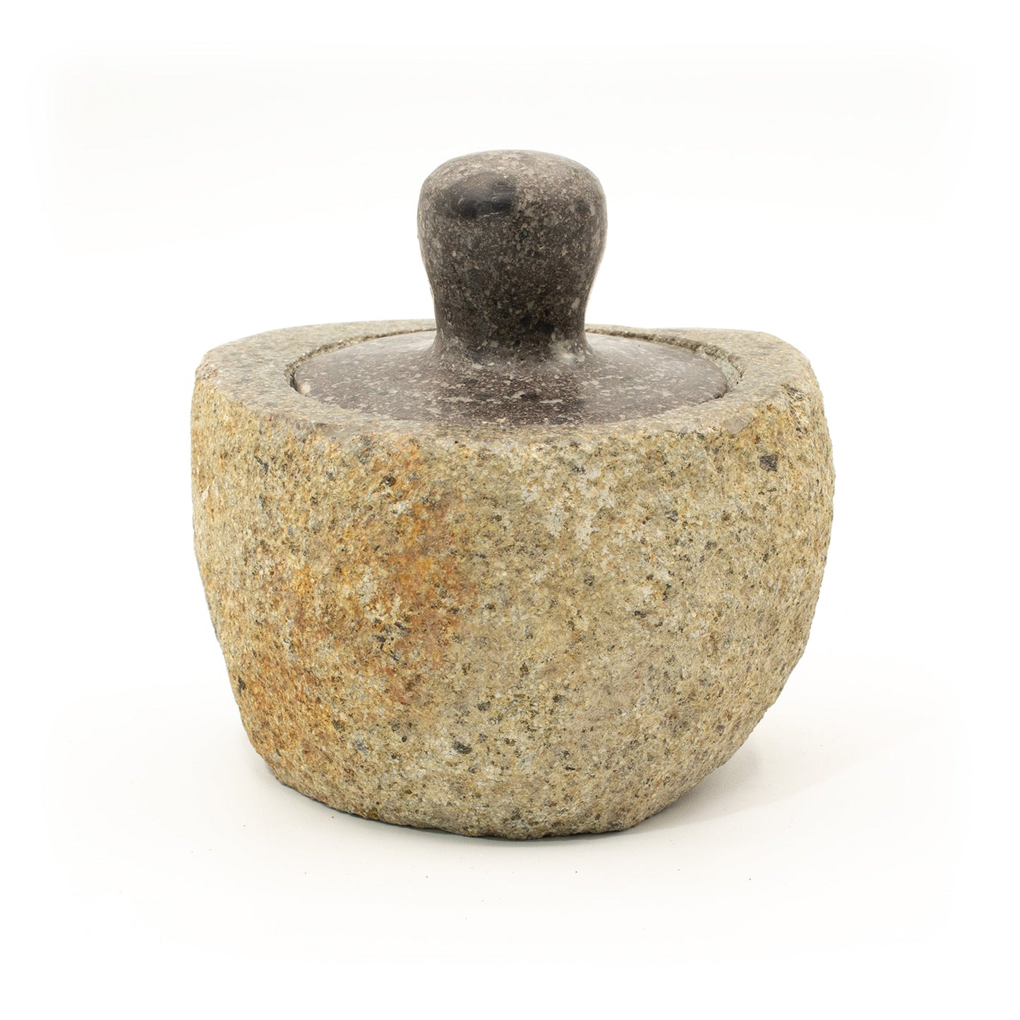 Hand Carved Natural River Stone Grounding Pot - Medium product packaging on clean background from Quintessential Holistic Health Ltd