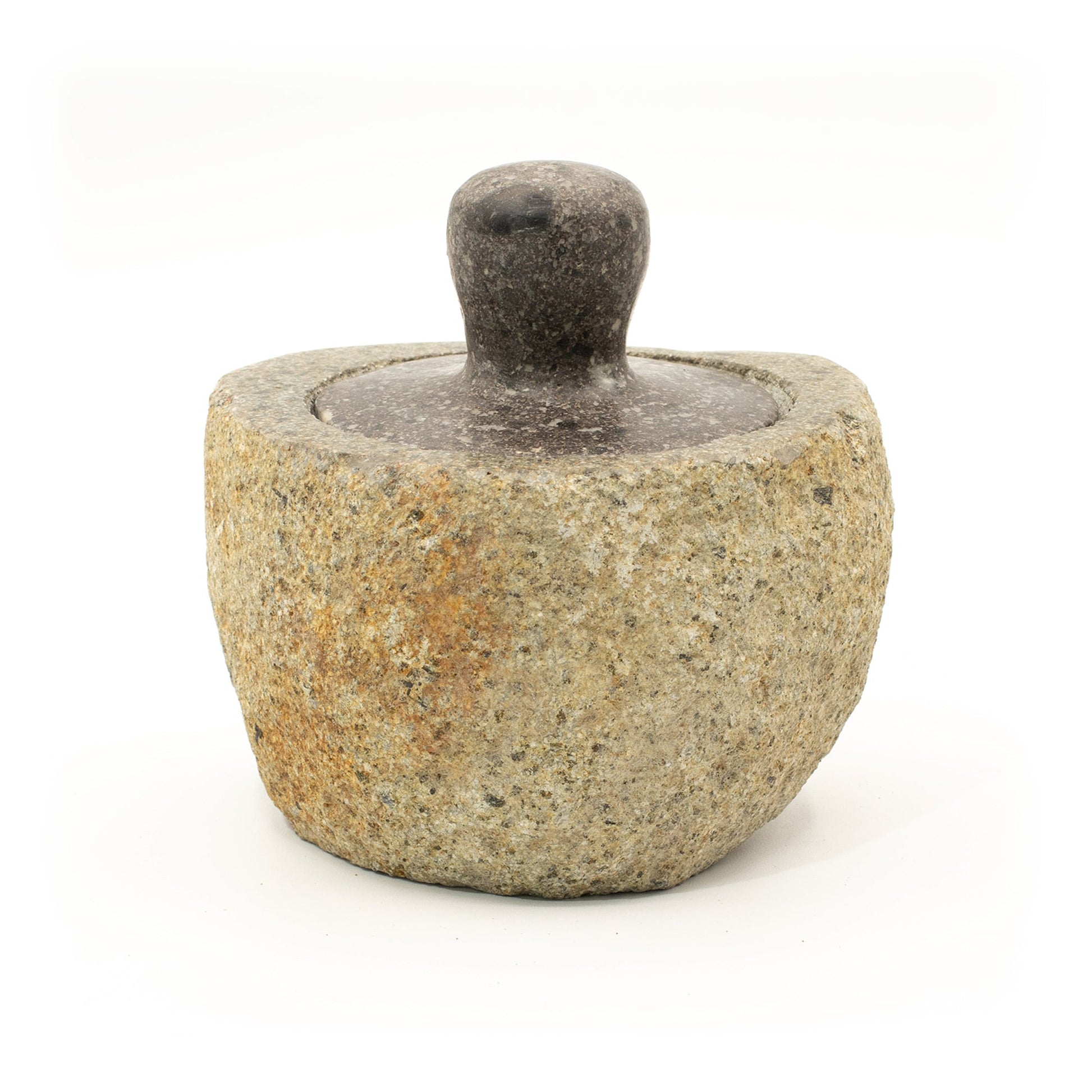 Hand Carved Natural River Stone Grounding Pot - Medium product packaging on clean background from Quintessential Holistic Health Ltd